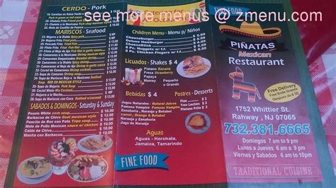 Pinatas Rahway Menu