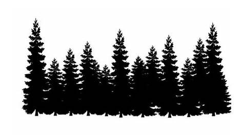 Pine Tree Line Silhouette - Pine Trees Clipart Black And White, HD Png