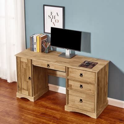 Ducal corner pine computer desk / table. On castors. in Market