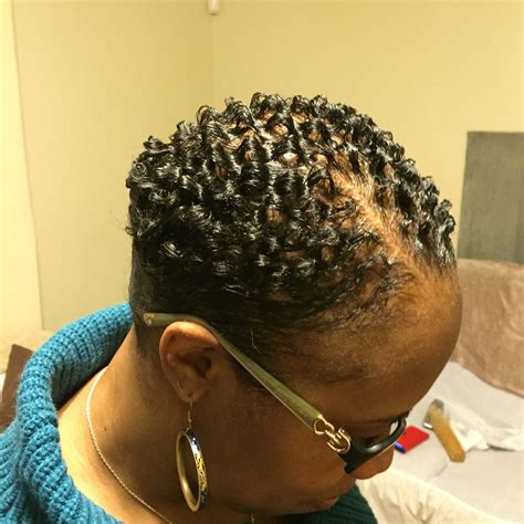Tapered Curly Hair Wrapped Natural hair styles, Short natural hair