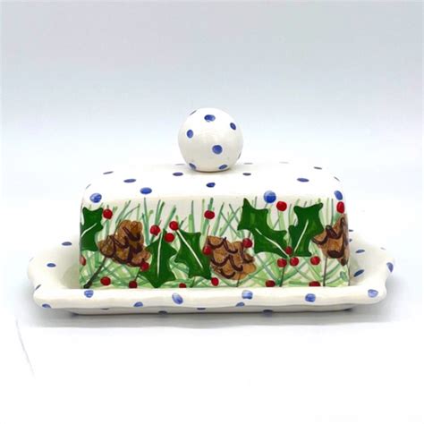 Pinecone and Holly Serving Dish