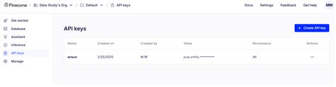 pinecone vector database api key