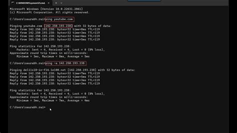 ping command to get host name
