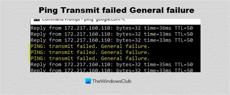ping transmit failed. general failure
