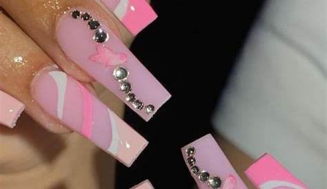 Make A Statement With Pink Acrylic Nails With Diamonds The FSHN