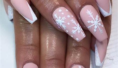 Pretty Festive Nail Colours & Designs 2020 Snowflake on pink