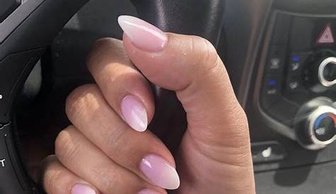 Pink Almond Acrylic Nails Short Powder Rounded