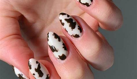 Pink And Brown Cow Print Nails Classy Set Glueon Etsy