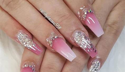 Pink And Gold Nails With Rhinestones 50+ Pretty Nail Design Ideas The
