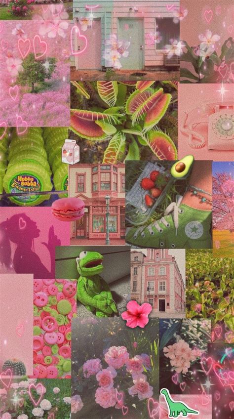 Pink And Green Aesthetic Wallpaper