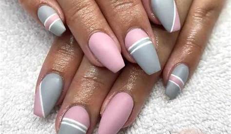 Light pink, grey and white glitter .. Almond nails Pink acrylic nails