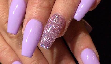 Pink And Purple Coffin Nails Shaped Acrylic Light Glitter Tips Color Short