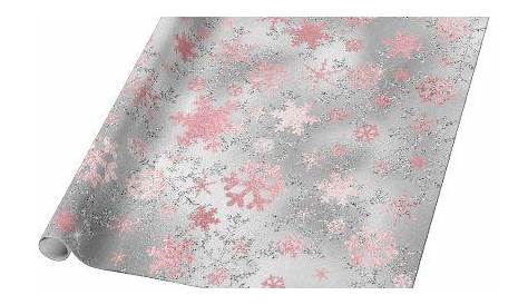 Elegant Silver Pink Christmas Snowflake Pattern Wrapping Paper | Zazzle