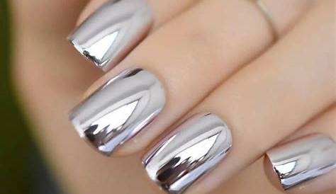 Pink And Silver Chrome Nails