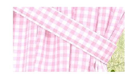 Cotton Pink Block Check Gingham Ready Made Eyelet Curtains