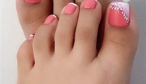 Pink and white toes Frensh Nails, Pink Toe Nails, Toe Nail Color