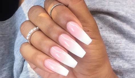 Ombre pink and white coffin nails New Expression Nails