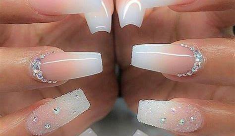 bridal manicure idea, long coffinstyle nails, with pink and white