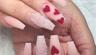 Pink And Yellow Valentines Nails