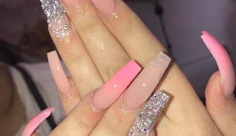 Pink Birthday Nails Long Follow Me For More 💗 Acrylic Glitter