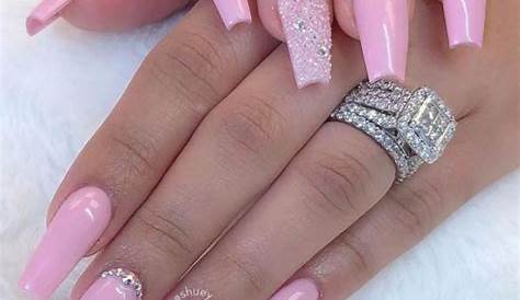 Pink Birthday Nails With Glitter Hot Acrylic These Pastel Will Look Good