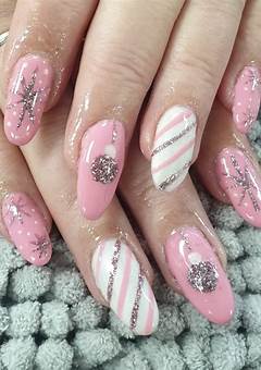 Pink Christmas Acrylic Nails