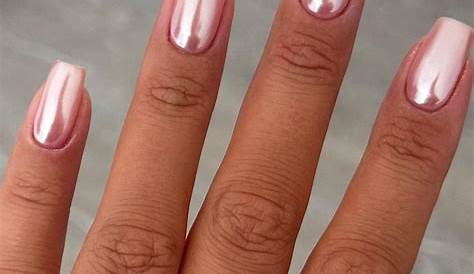 Shiny sheer pink chrome manicure. Great for adding some subtle glam to