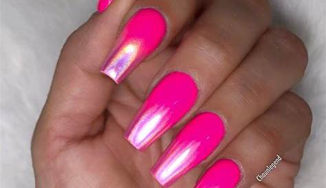 Barbie Pink Nails, Neon Pink Nails, Pink Acrylic Nails, Glitter Nails