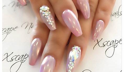 Pink Chrome Nails Oval Metallic Metallic