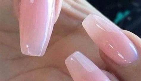 Super natural nails. Pink acrylic with one coat of clear shimmer