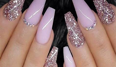 Pink Coffin Press On Nails Baby With Glitter Shine Cute Etsy