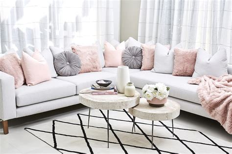 New Pink Cushions Grey Sofa 2023