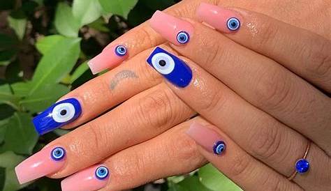 dontsmokeme Evil eye nails, Acrylic nails coffin pink, Acrylic nails