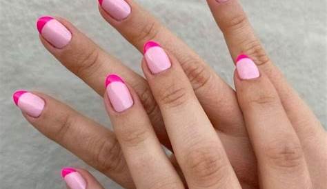 Pink French Tip Nails Inspo Hot s Acrylic Rounded In 2021 Acrylic