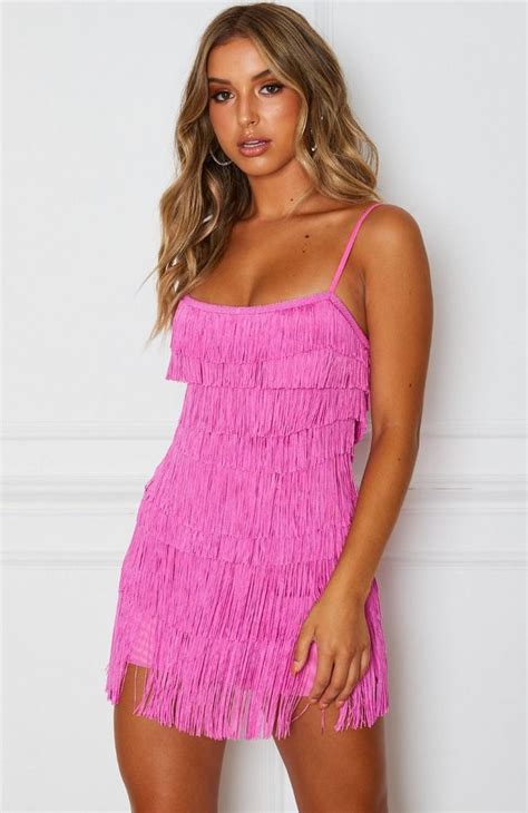 pink fringe dress