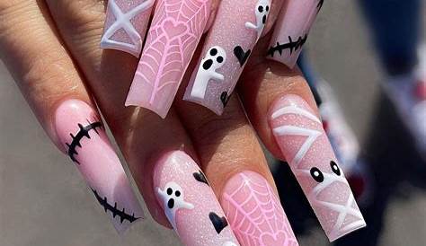Pink Halloween Nails Acrylic Ideas And Inspo For Spooky Season An Unblurred