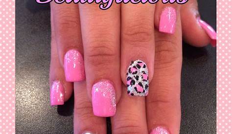 Pink Leopard Print Nails With Glitter Nail Art Nail Designs