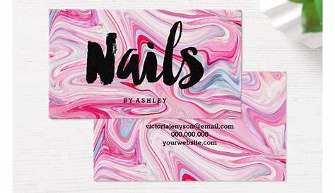 Nails artist modern typography pink marble business card