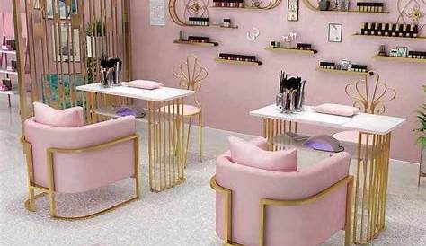 Pink Nail Salon Table Manicure And Chair Set For