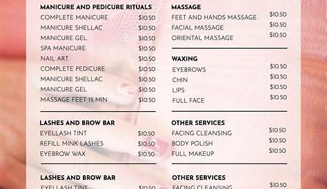 Pink Nails And Spa Bingley Price List Nail Salon Menu s How