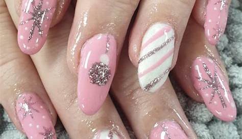 Pink and white Christmas nails Xmas nails, Winter nails acrylic, Cute