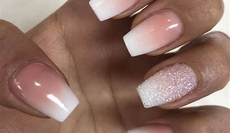 Pink Nails Glitter Ombre And White The FSHN