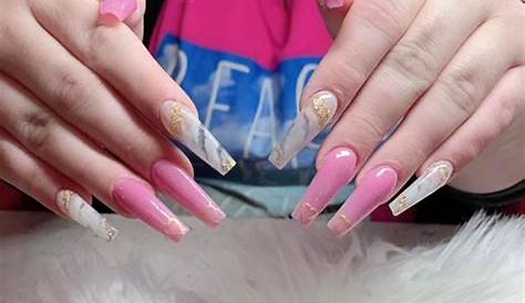 Pink Nails Louisville Hot With Dimond Bow Design With Rhinestones