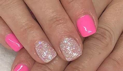 Pink Nails With One Glitter Paint a slightly broader french tip with