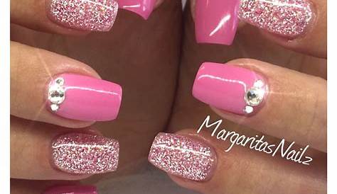 Pink Nails With Diamonds Short Make A Statement Acrylic The FSHN