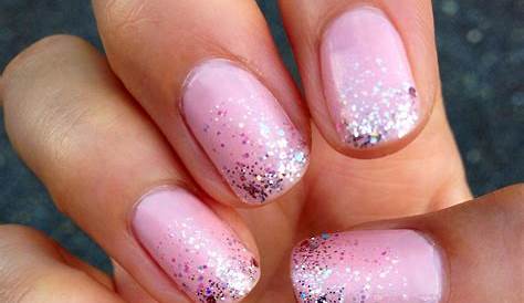 Pink&Glitter💕 Pink Ribbon Nails, Pink Sparkly Nails, Gold Glitter Nail