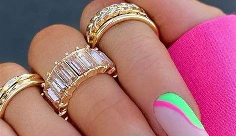 Pink Nails With Green Design 49 Dark And Omnivorvora