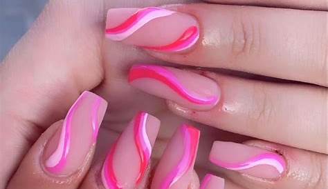 Pink and Glitter Swirl Nails Etsy
