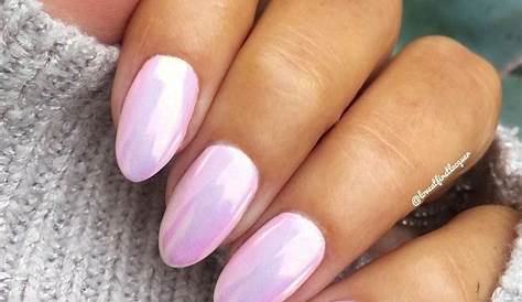 Pink Nails With Unicorn Chrome 24pcs Press On Fake Designs Iridescent