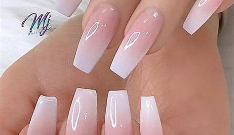 Pink Ombre Acrylic Nails Coffin 50 Pretty French And Glitter On Long